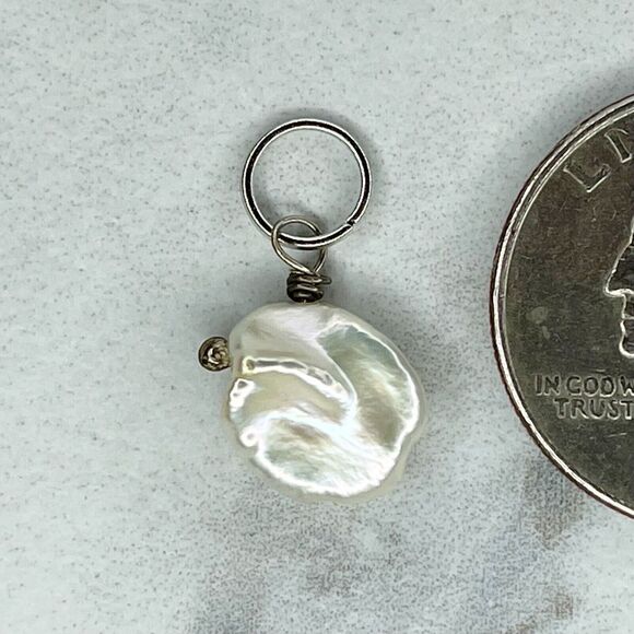 Silver Tone Small Dainty Shell Upcycled Pendant - Picture 3 of 4